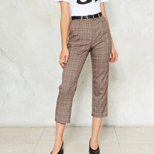 Nasty Gal Women’s Size 16 Shake it Out Cropped Plaid Pants Academia Grunge Basic